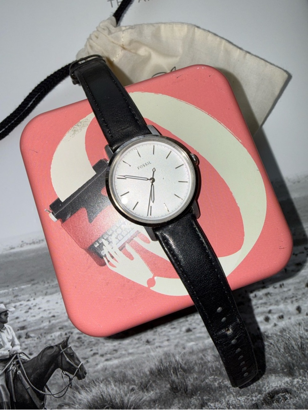 Fossil Women's Stainless Steel Three Hand Watch Leather Band 16mm Silver face